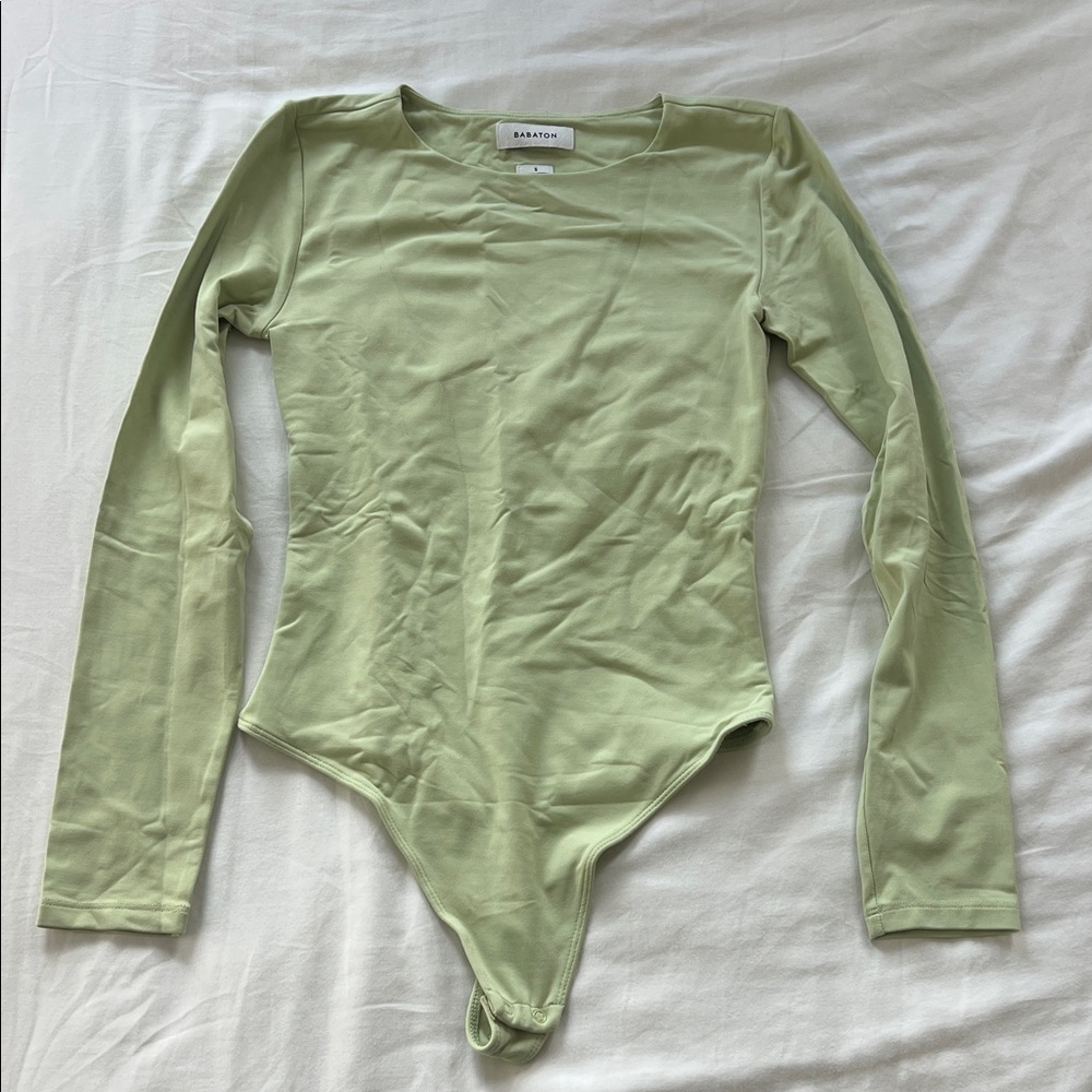 Babaton Long-Sleeve Bodysuit in Sage Green